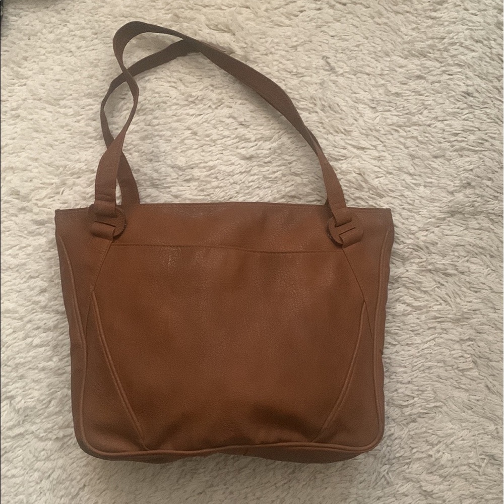 VINTAGE 80s Brown Leather Tote